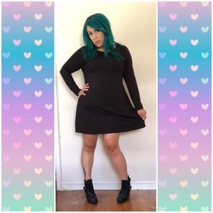 Capsule Black Mini Long Sleeve Shift Dress.